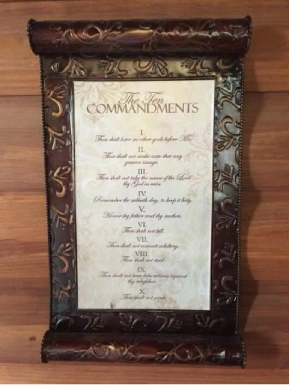 Brown and Cream Decorative Ten Commandments Plaque